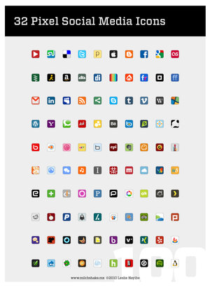 32px social media icons by leslienayibe